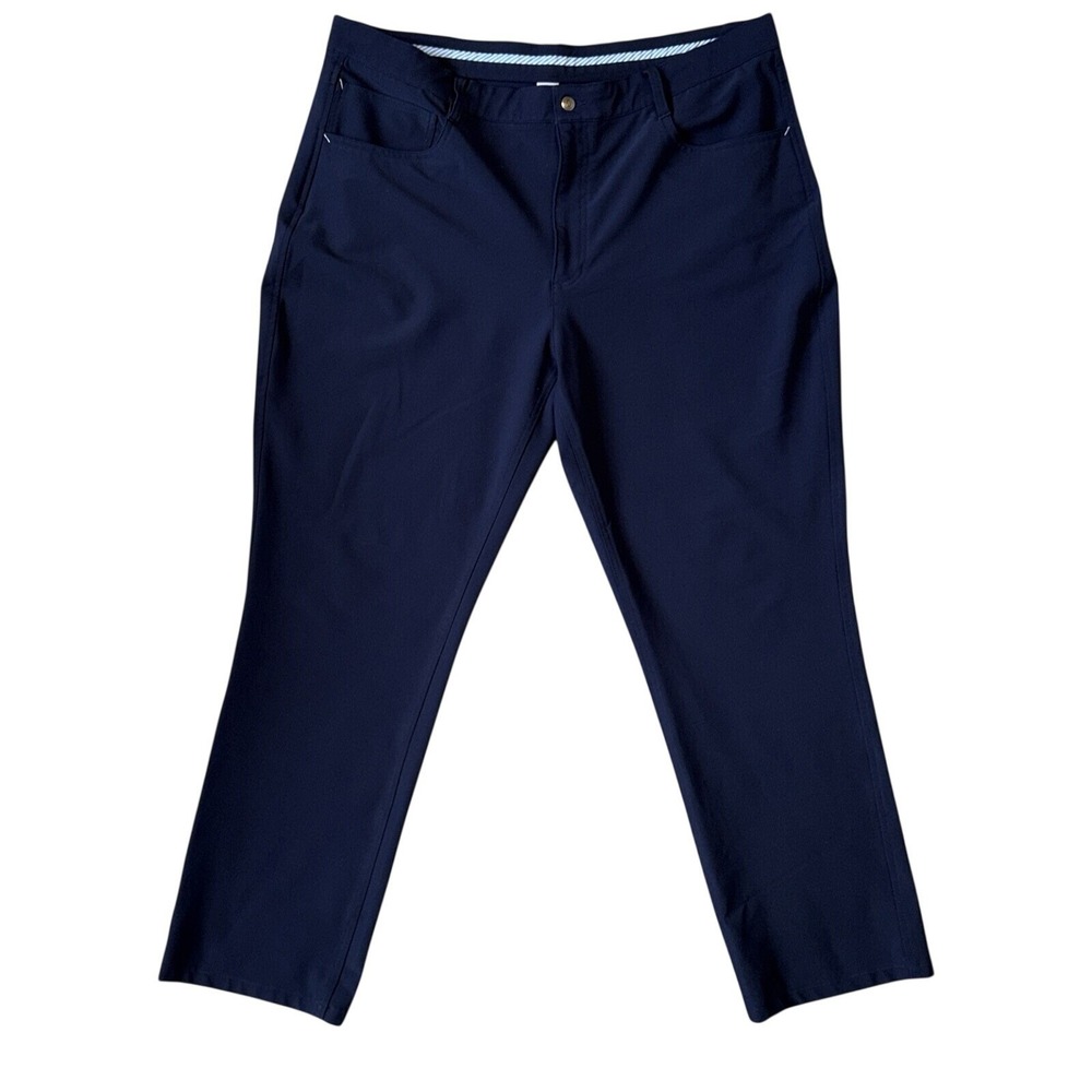 FootJoy Mens Performance Golf Pants Navy 40x30 Athletic Fit Stretch Chinos EUC